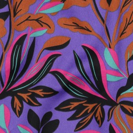 Tissu satin de coton Nerida Hansen - Lush leaves - violet
