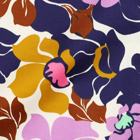Tissu satin de coton Pommé fabrics Abstract flowers