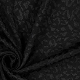 Tissu doublure jacquard satiné Léopard - noir