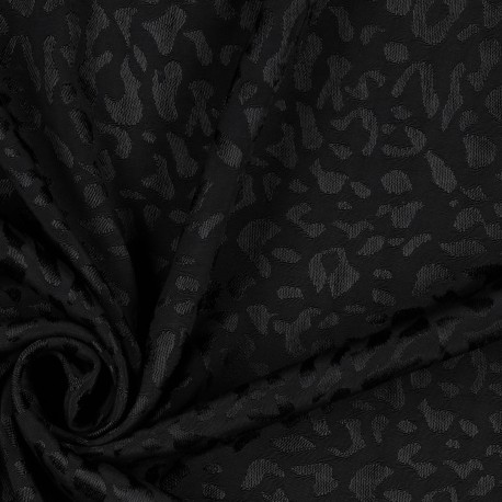 Tissu Doublure Jacquard satiné Léopard - noir x 10cm