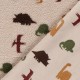 Tissu fourrure sherpa Dinosaures - beige
