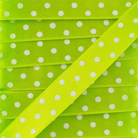 Satin double face à pois 15 mm