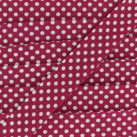 Biais tout textile à pois 18mm