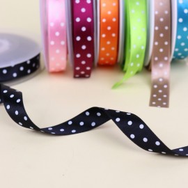 Ruban satin double face à pois 15 mm