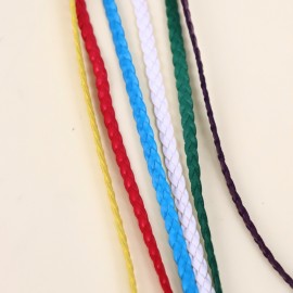 Lacet tressé plat en cuir  5 mm 