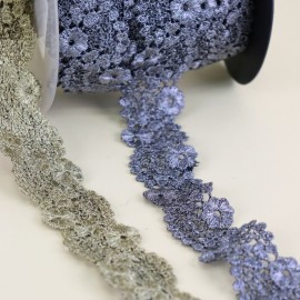 Ruban Dentelle lamé Fleurie 