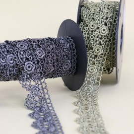 Ruban Dentelle lamé Roses 