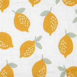 Tissu double gaze de coton Citron