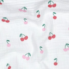 Tissu double gaze de coton Cerisette