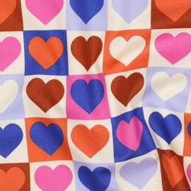 Tissu popeline de coton Square Love - écru