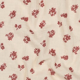 Tissu double gaze de coton plumetis Pensée - écru