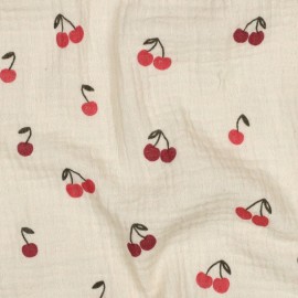 Tissu double gaze de coton Cerisette