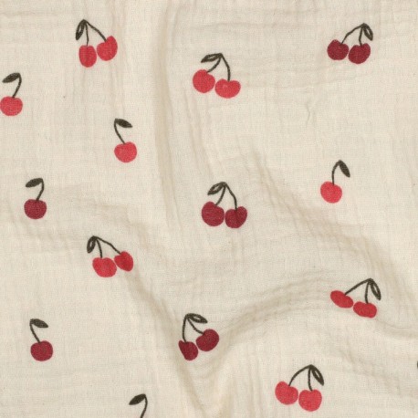 Tissu double gaze de coton Cerisette