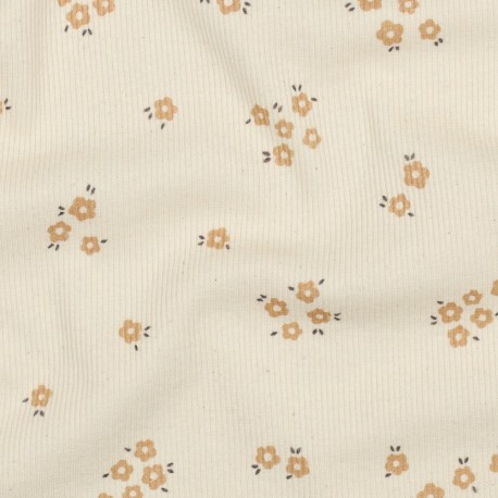 Tissu jersey côtelé Nectar - naturel