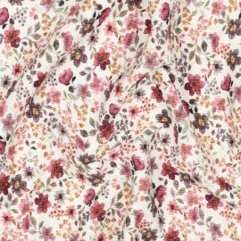 Tissu jersey côtelé Romance fleurie - naturel