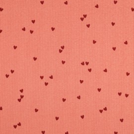 Tissu jersey côtelé Mini cœur
