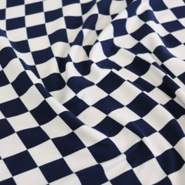 Tissu jersey Damier - écru