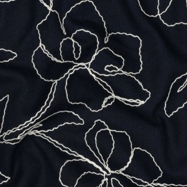 Tissu lin viscose brodé Fili