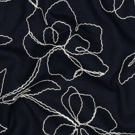 Tissu lin viscose brodé Fili