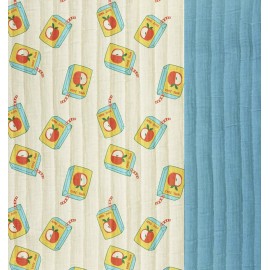 Tissu double gaze matelassé réversible Juice/Bleu