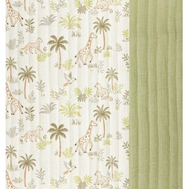 Tissu double gaze matelassé réversible Gokama/Vert