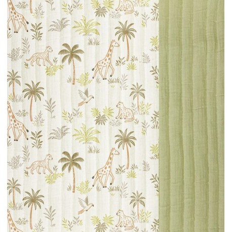 Tissu double gaze matelassé réversible Gokama/Vert