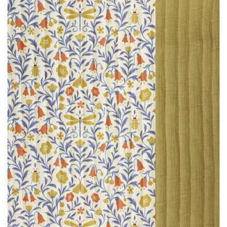 Tissu double gaze matelassé réversible Scarabée/Ocre