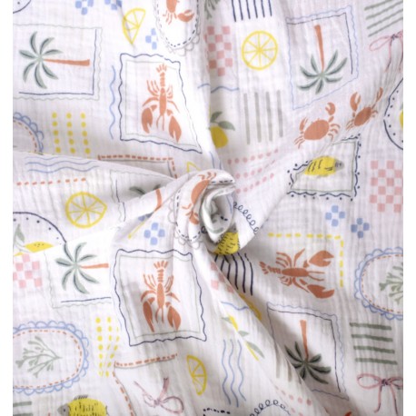 Tissu double gaze de coton Cagliari - blanc