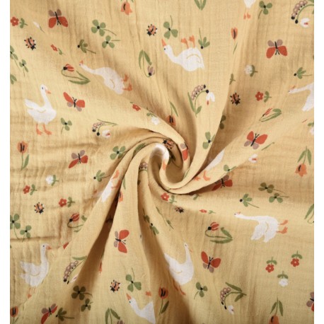 Tissu double gaze de coton Jacotte - jaune