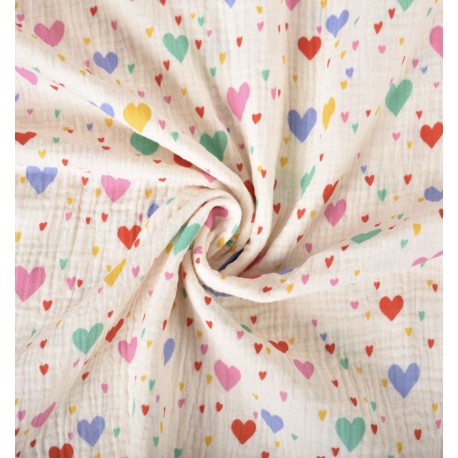 Tissu double gaze de coton Tiamo - écru