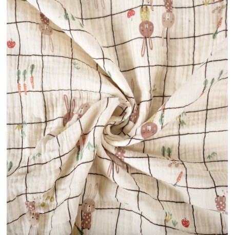 Tissu double gaze de coton Ilyes - écru