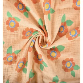 Tissu double gaze de coton Aline - orange