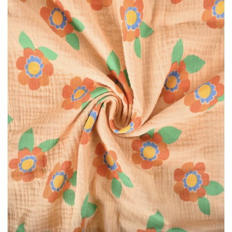 Tissu double gaze de coton Aline - orange