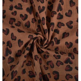 Tissu double gaze de coton Saian - marron