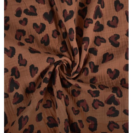 Tissu double gaze de coton Saian - marron