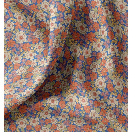 Tissu coton cretonne Bettina - bleu