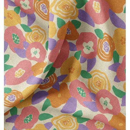 Tissu toile de coton demi natté Vivia - ivoire