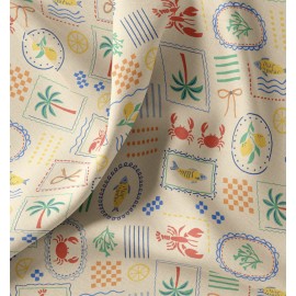 Tissu coton cretonne enduit Cagliari - écru