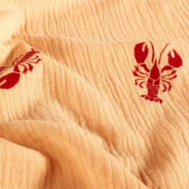 Tissu double gaze de coton Homard - orange