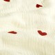 Tissu double gaze de coton brodé Cœur - écru