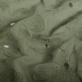 Tissu voile de coton broderie anglaise Solénite - vert