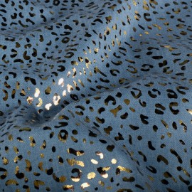 Tissu jean fluide Léopard - bleu