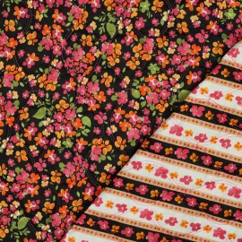 Tissu coton matelassé réversible Floria - noir