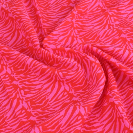 Tissu double gaze de coton Zebra néon