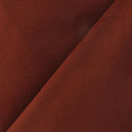 Tissu velours milleraies élasthanne brique x10cm