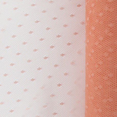 Tulle Haute qualité Plumetis point d'esprit corail x10cm