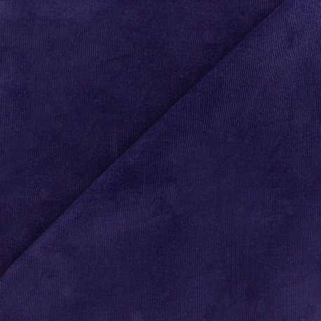 Tissu velours milleraies élasthanne bleu violet x10cm
