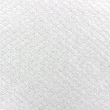 Tissu jersey matelassé losanges 10/20 blanc x 10cm