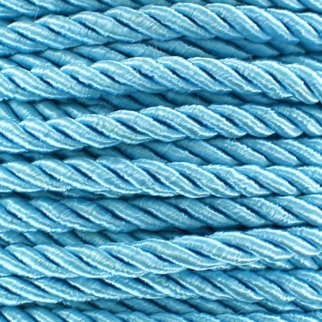 Cordon torsadé satiné 4 mm ciel x 1m