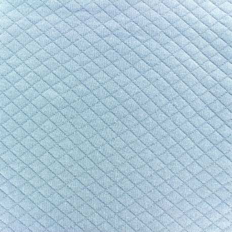 Tissu jersey matelassé losanges 10/20 - bleu ciel x 10cm